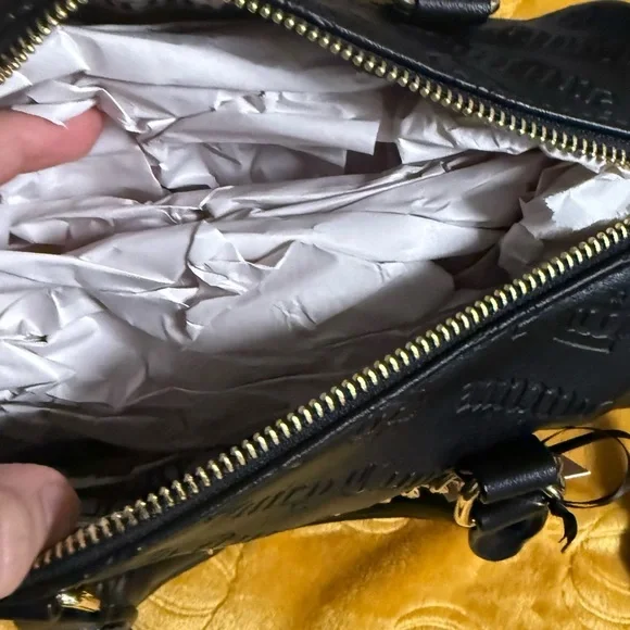 Juicy Couture Black Satchel with Gold Charm Chain - Picture 15 of 15